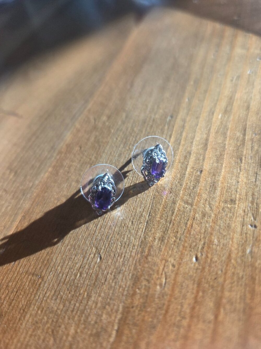 Sterling Silver Amethyst Stud Earrings NWOT